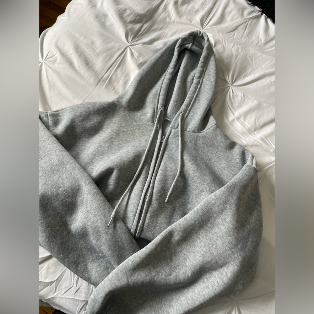 SHEIN Light Gray oversized Zip-Up Jacket